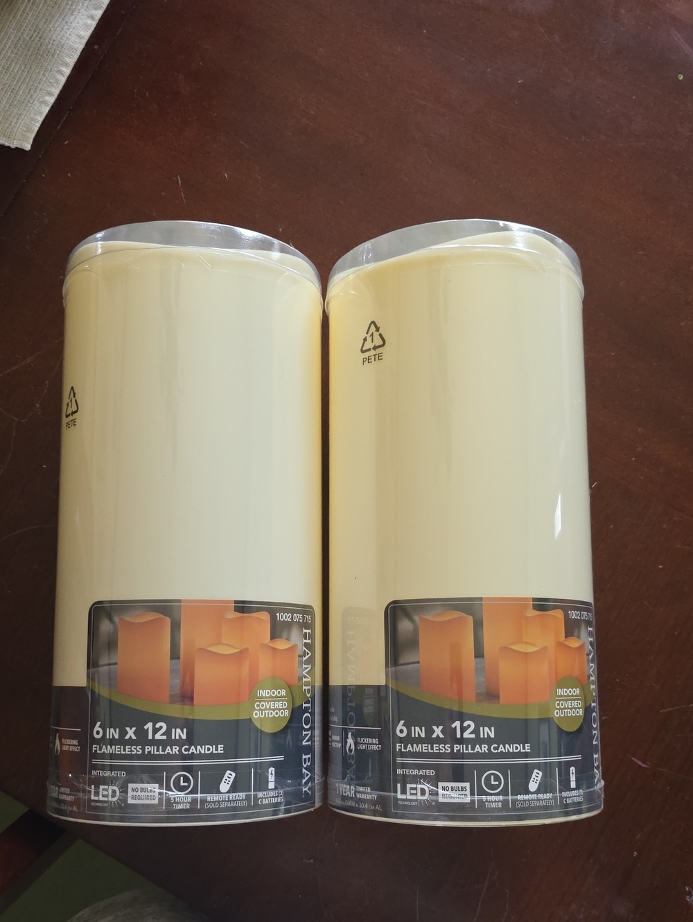 Hampton Bay Cream LED Flameless Pillar Candles - Pair